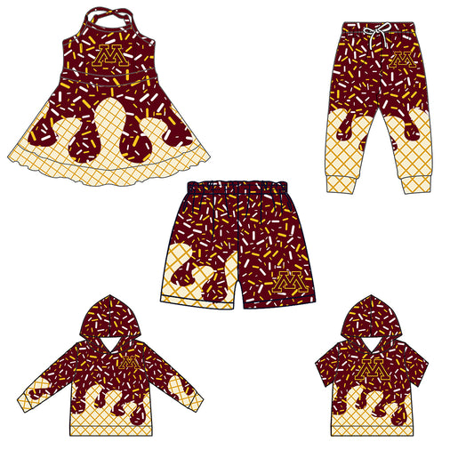 (Custom Design Preorder MOQ 5 Each Item)Team's Minnesota Sprinkles Print Sibling Matching Clothes