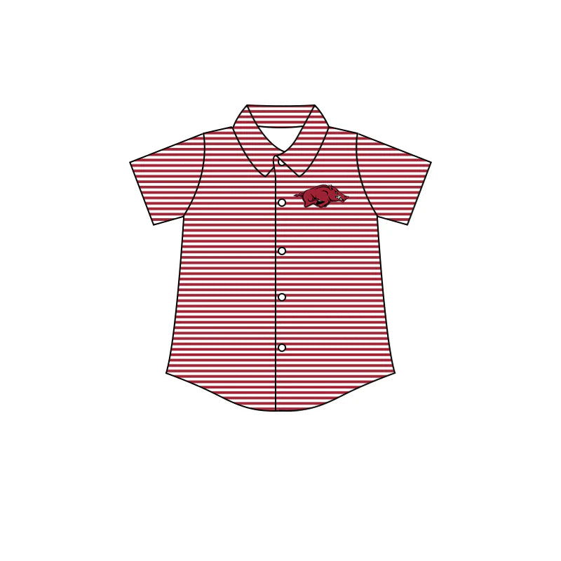 (Custom Design Preorder MOQ 5) Team's Arkansas Stripes Print Boys Summer Tee Shirts Top