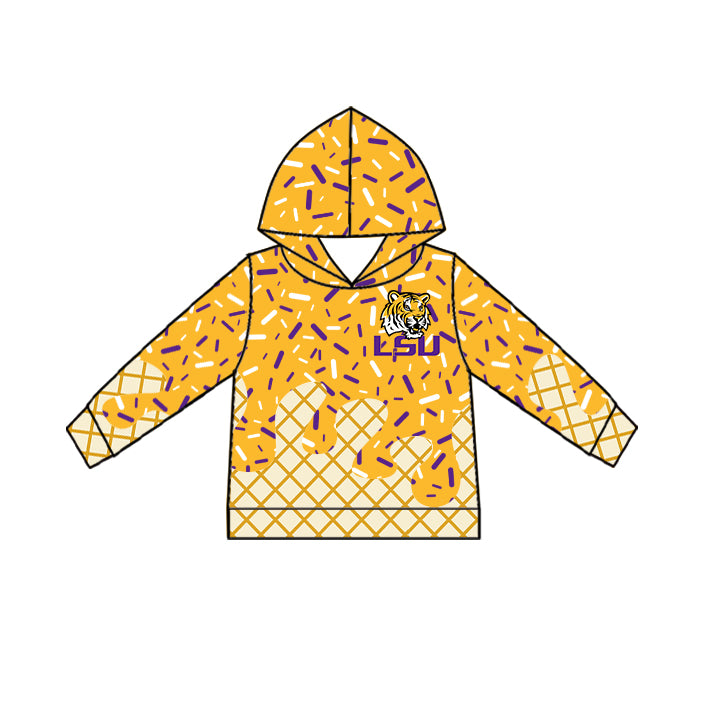 (Custom Design Preorder MOQ 5 Each Item)Team's LSU Tigers Sprinkles Print Sibling Matching Clothes