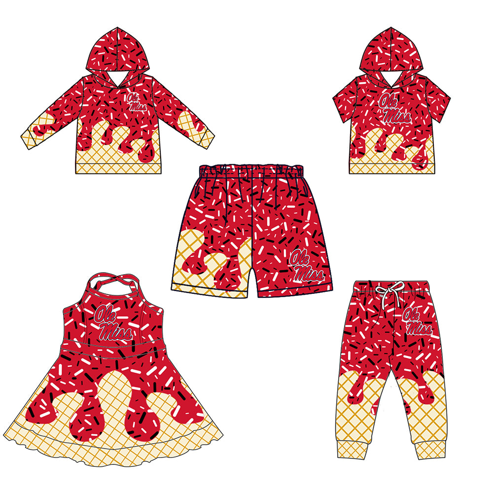 (Custom Design Preorder MOQ 5 Each Item)Team's Ole Miss Rebels Sprinkles Print Sibling Matching Clothes