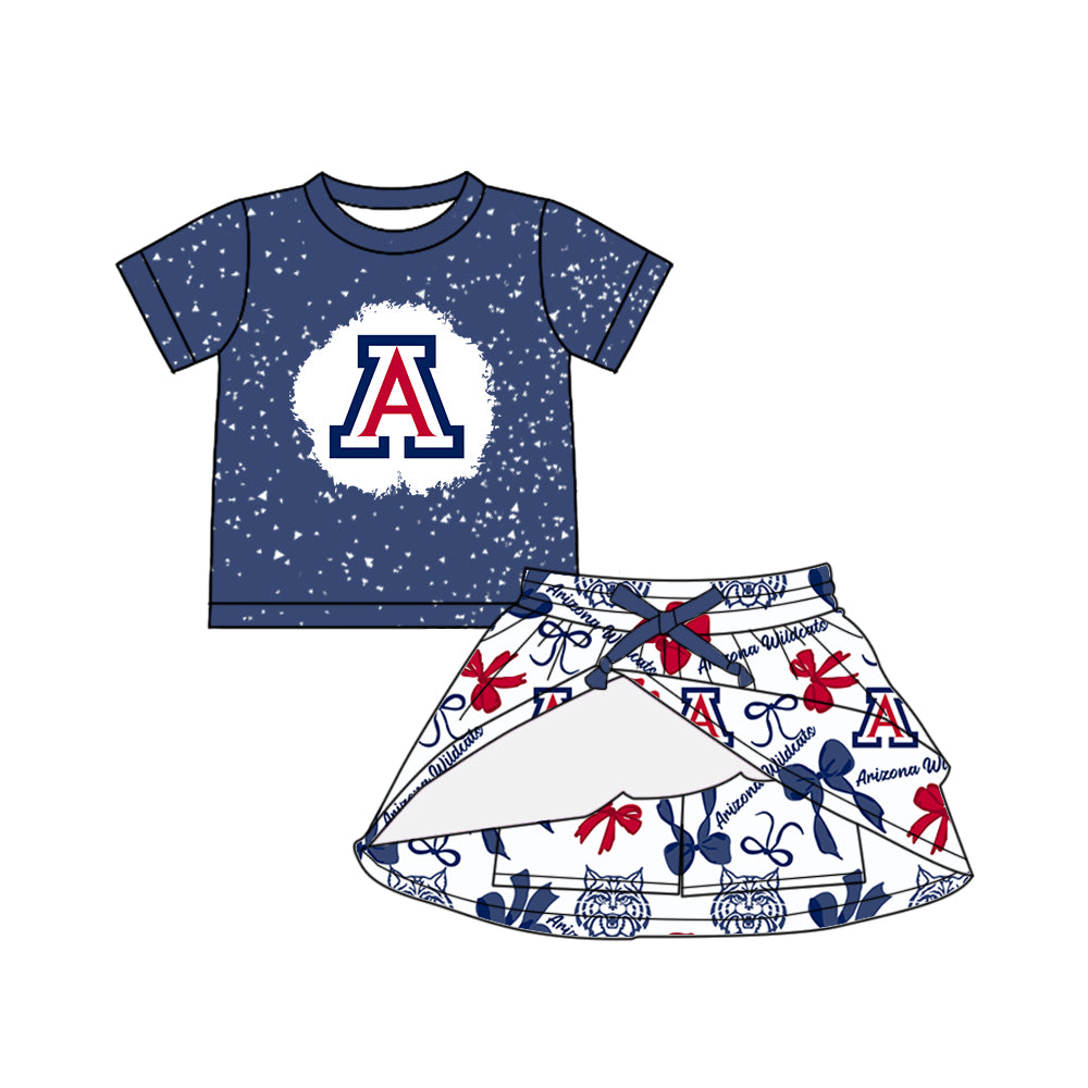 (Custom Design Preorder MOQ 5 Each Color) Team's Arizona Wildcats Bows Print Girls Summer Clothes Sisters Matching Wear