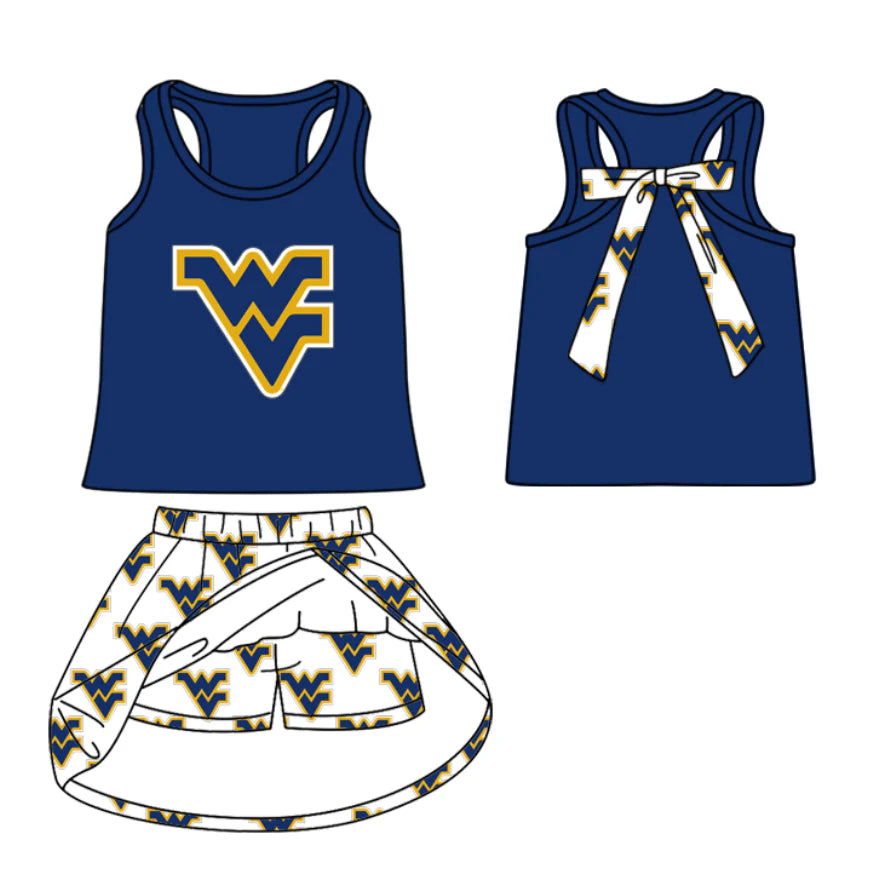 (Custom Design Preorder MOQ 5 Each Item)Team's WEST VIRGINIA Print Girls Matching Clothes