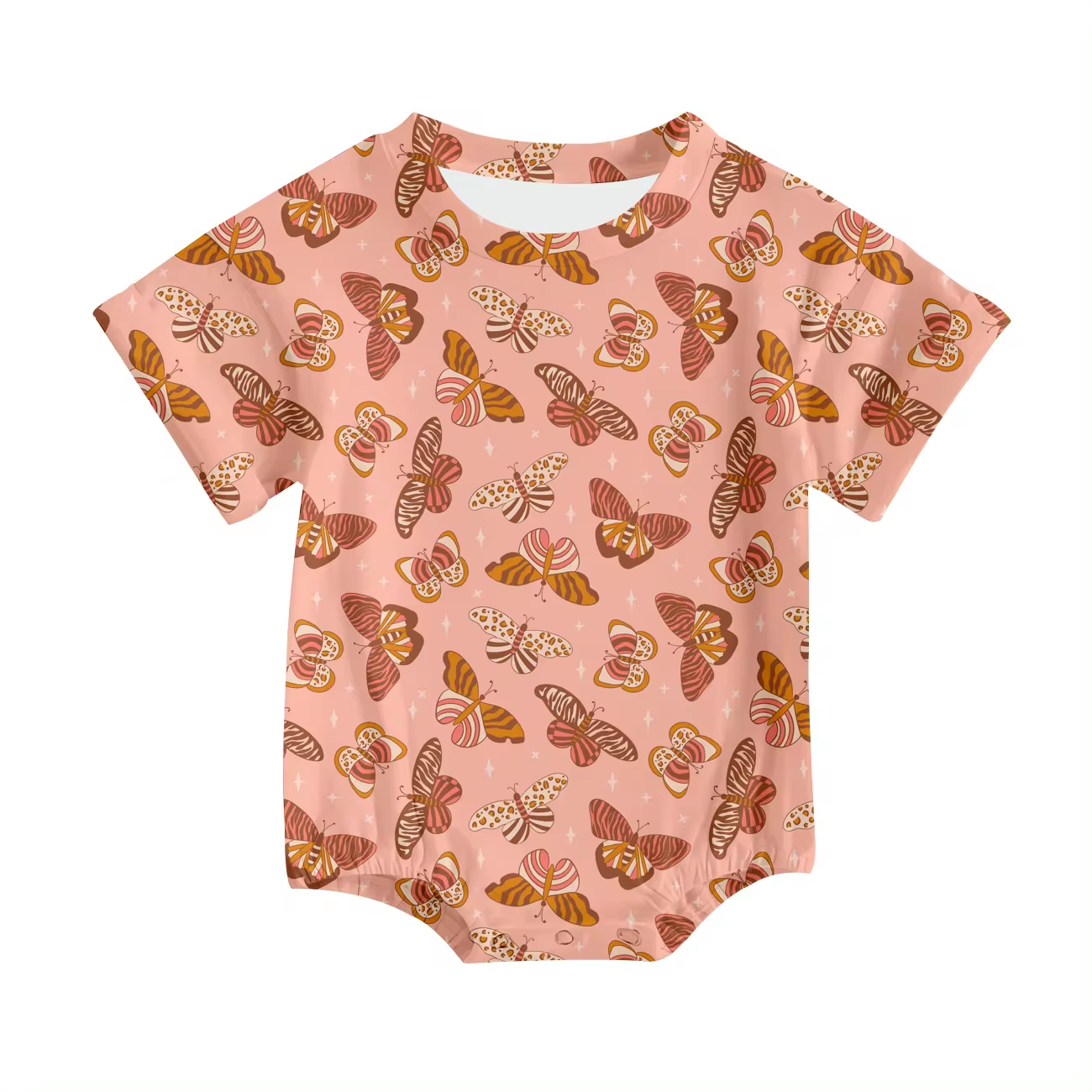 (Custom Design Preorder MOQ 5) Butterfly Print Baby Girls Summer Romper