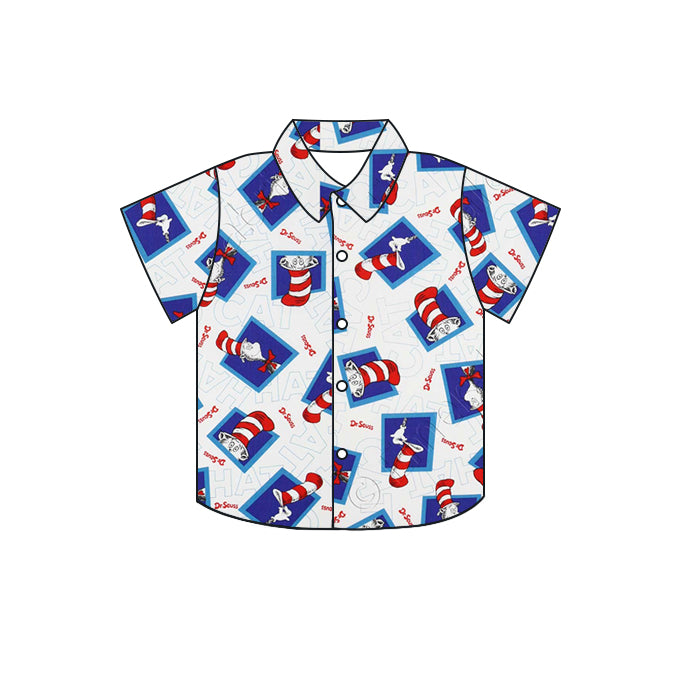 (Custom Design Preorder MOQ 5) Dr.Reading Blue Print Boys Summer Tee Shirts Top