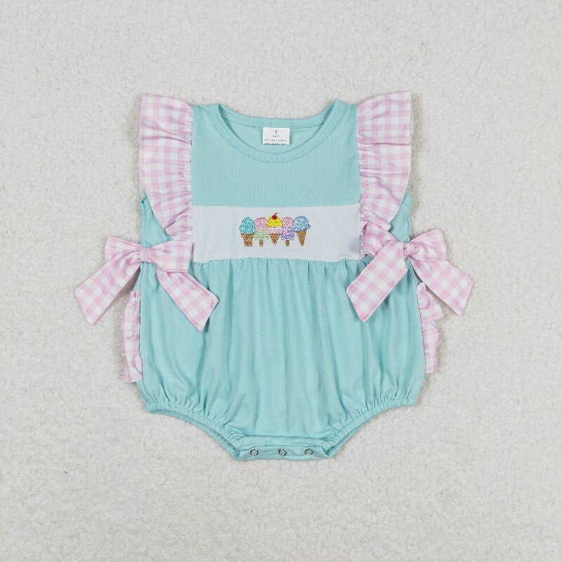 Popsicle Embroidery Blue Print Sisters Summer Matching Clothes