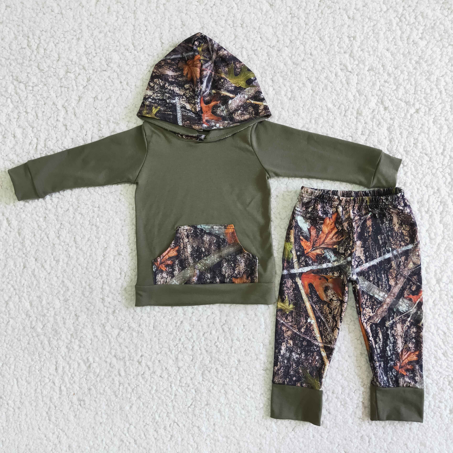4 Colors Camo Print Boys Fall Hoodie Hunting Clothes Set Brothers Wear