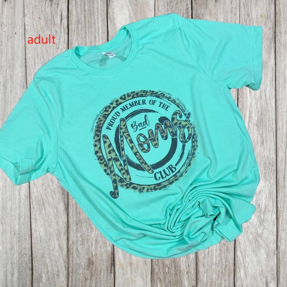 (Custom Design Preorder MOQ 5) Moms Aqua Print Adult Tee Shirts Top