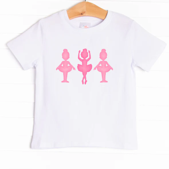 (Custom Design Preorder MOQ 5) Dancing Girls White Print Girls Summer Tee Shirts Top