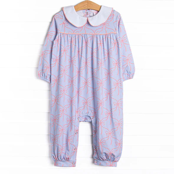 (Custom Design Preorder MOQ 5) Bows Purple Print Baby Girls Romper