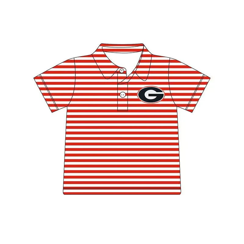 (Custom Design Preorder MOQ 5) Team's Georgia Print Boys Summer Polo Tee Shirts Top