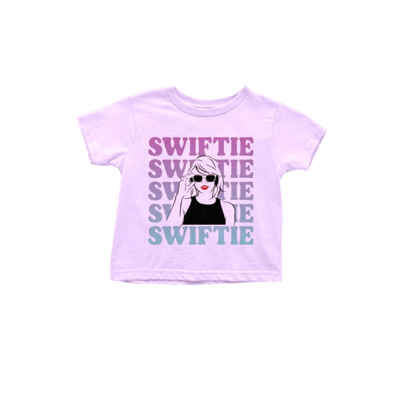 (Custom Design Preorder MOQ 5) Purple Singer Swiftie Print Girls Summer Tee Shirts Top