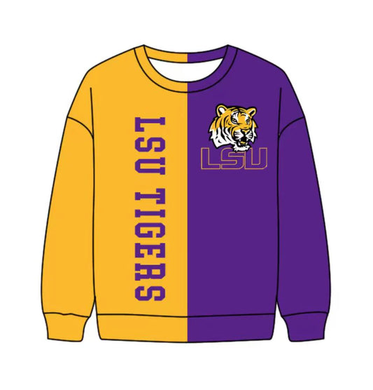 (Custom Design Preorder MOQ 5 Each Item) Team's ISU TIGERS Print Long Sleeve Tee Shirts Top Mom and Me Matching Clothes
