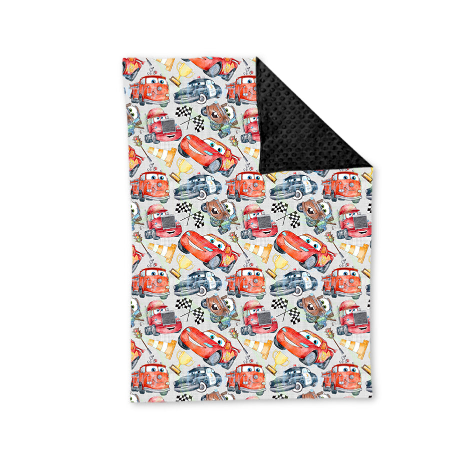 (Custom Design Preorder MOQ 5) Cartoon Cars Print Baby Boys Blanket