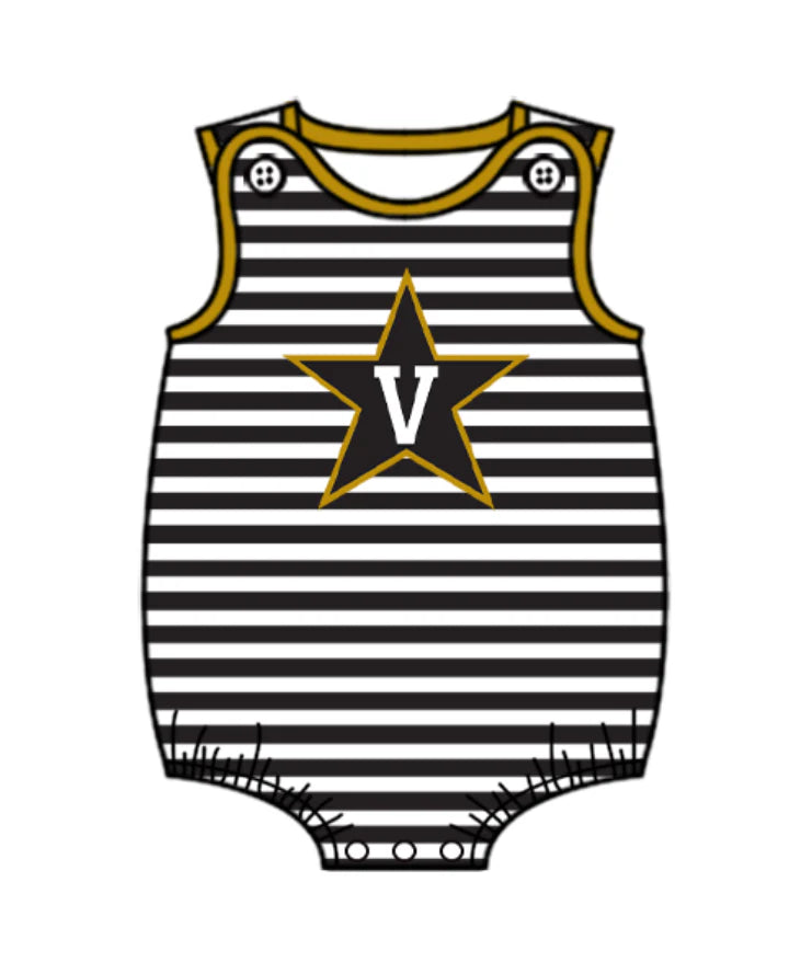 (Custom Design Preorder MOQ 5 Each Design) Team's Vanderbilt Stripes Print Boys Summer Matching Clothes Brothers Wear