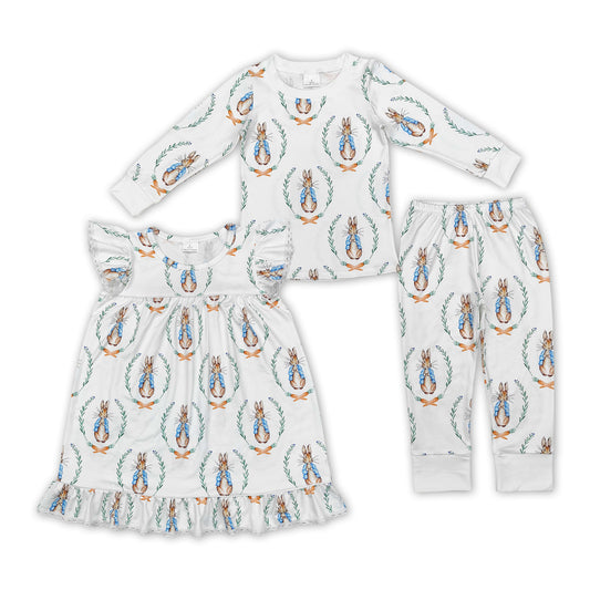Cartoon Bunny Carrot Print Sisters Easter Matching Clothes
