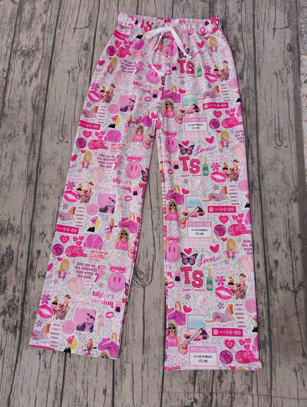 (Custom Design Preorder MOQ 5) Pink Singer Print Adult Pajamas Pants