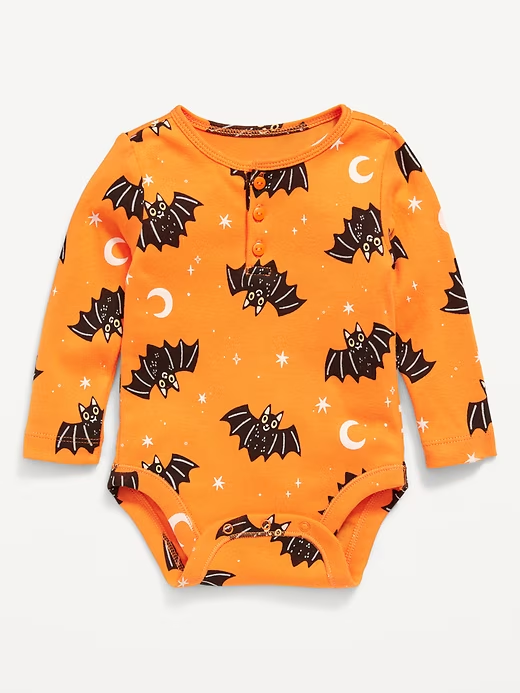 (Custom Design Preorder MOQ 5) Bat Orange Print Baby Girls Halloween Romper