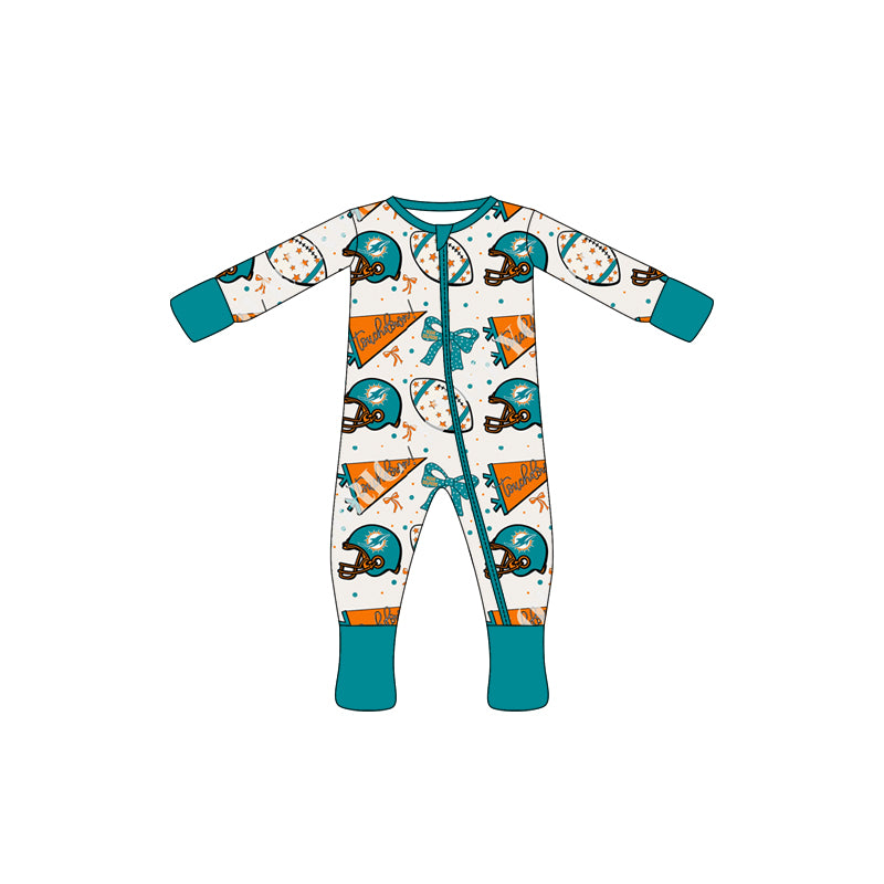 (Custom Design Preorder MOQ 20 Each Item)Team's Dolphins Print Family Bamboo Matching Clothes