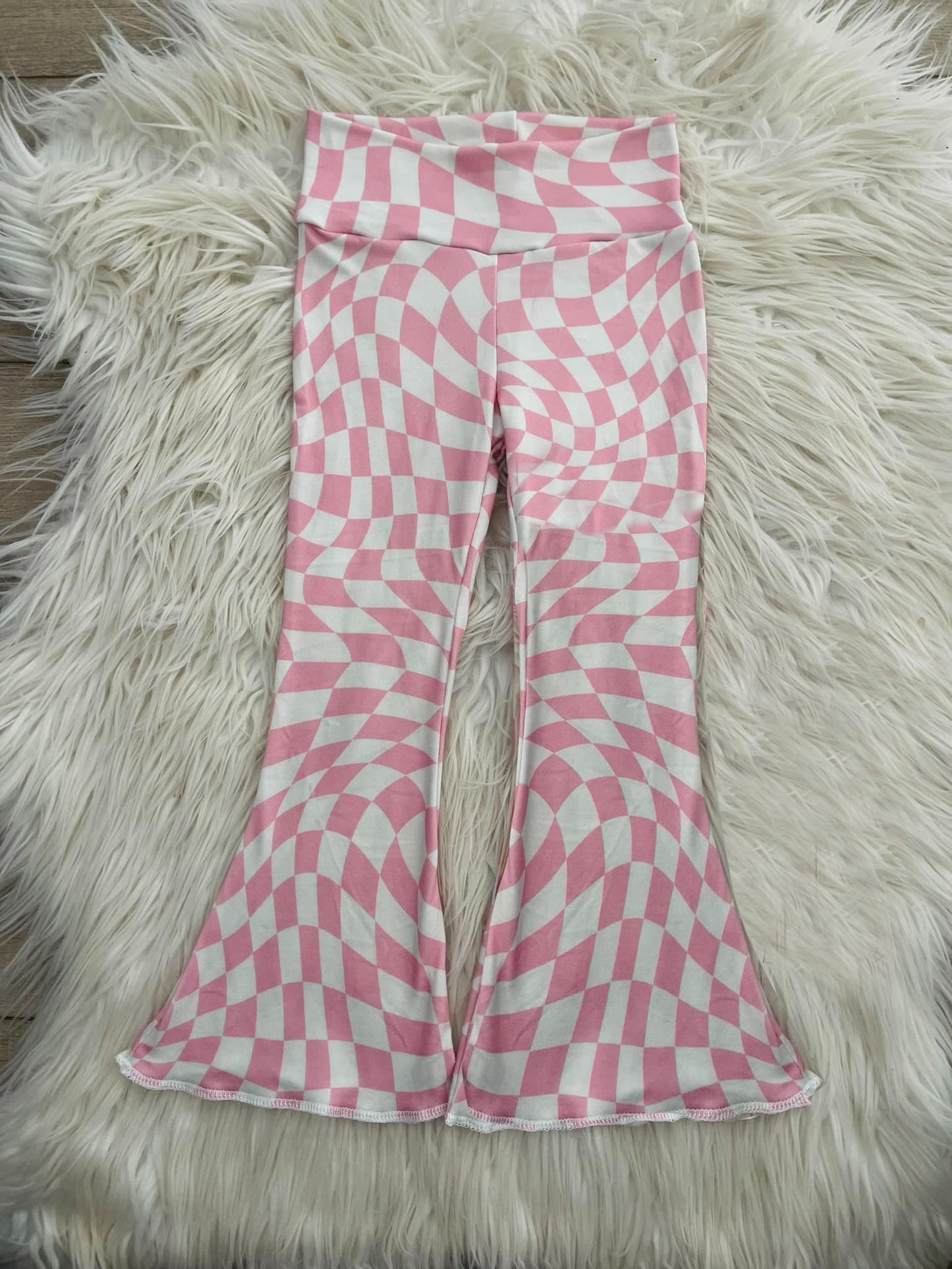 (Custom Design Preorder MOQ 5) Pink Plaid Print Girls Pants