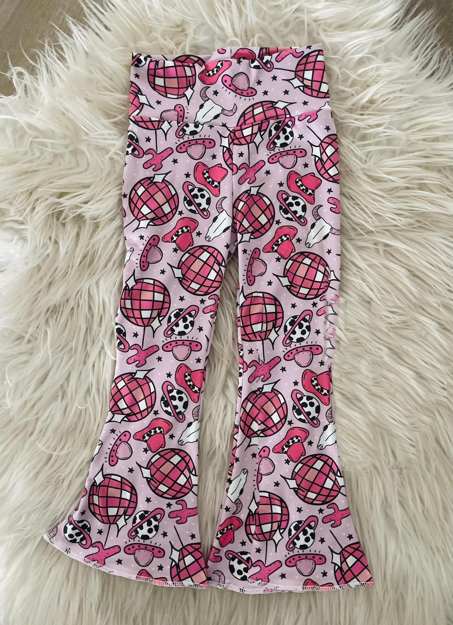 (Custom Design Preorder MOQ 5) Cow Skull Hat Print Girls Western Pants