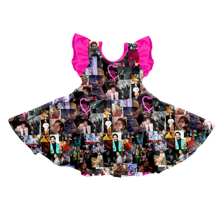 (Custom Design Preorder MOQ 5) Singer Print Girls Summer Knee Length Dress