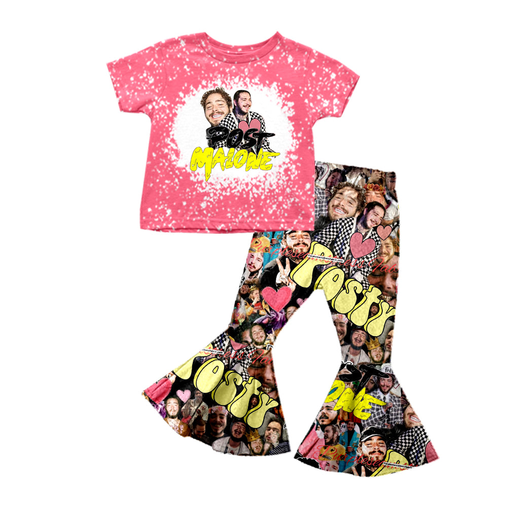 (Custom Design Preorder MOQ 5) Pink Top Singer Print Girls Clothes Set
