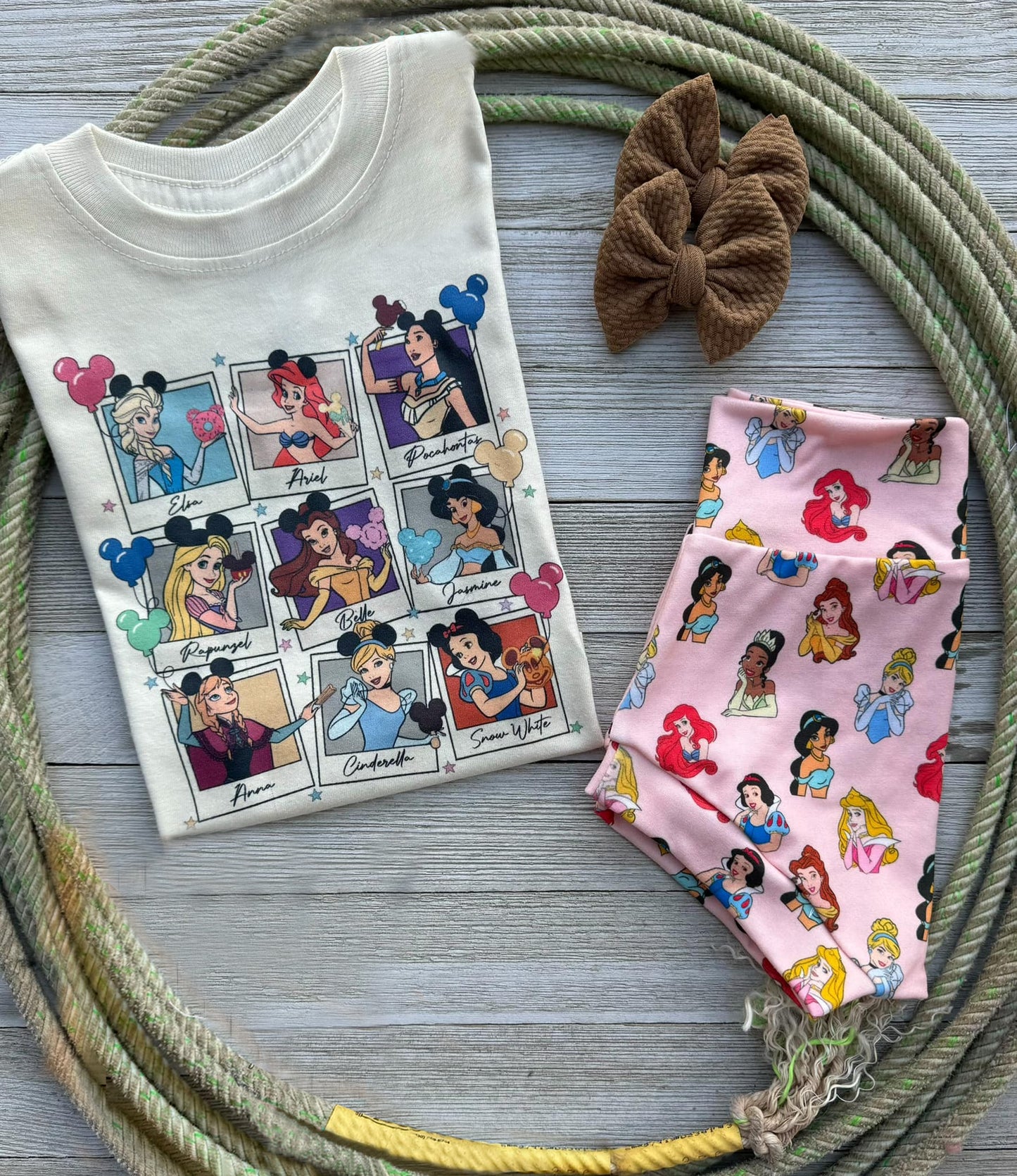 (Custom Design Preorder MOQ 5) Cartoon Princess Print Baby Girls Summer Bummie Set