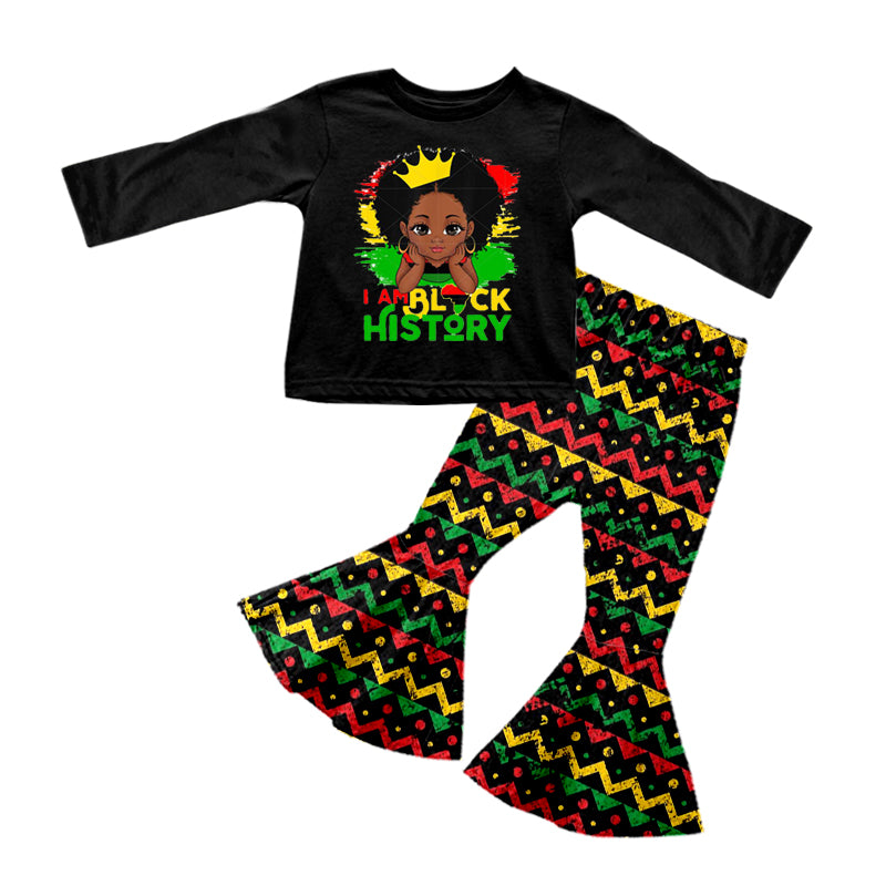 (Custom Design Preorder MOQ 5) Black History Print Girls Clothes Set