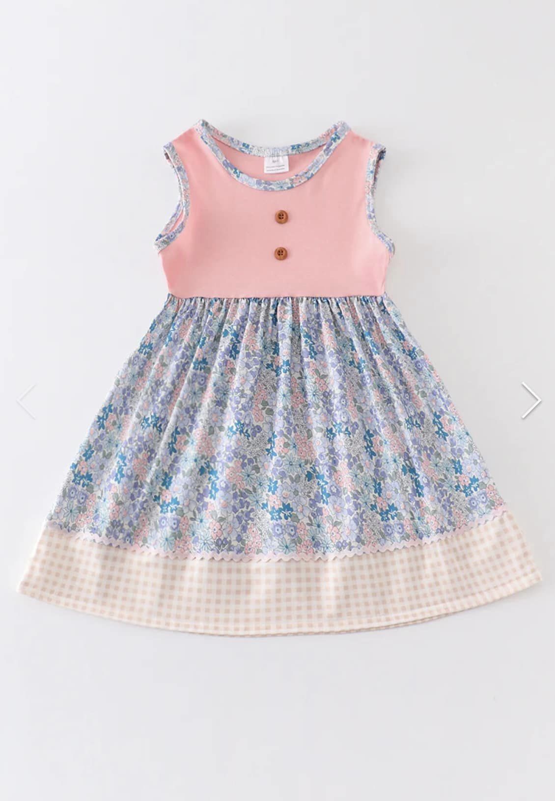 (Custom Design Preorder MOQ 5) Flowers Print Girls Knee Length Summer Dress