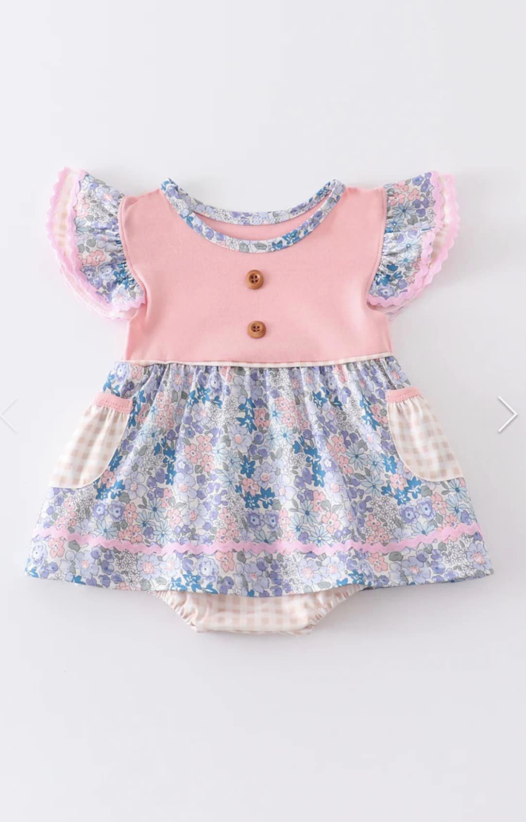 (Custom Design Preorder MOQ 5) Flowers Print Baby Girls Summer Romper