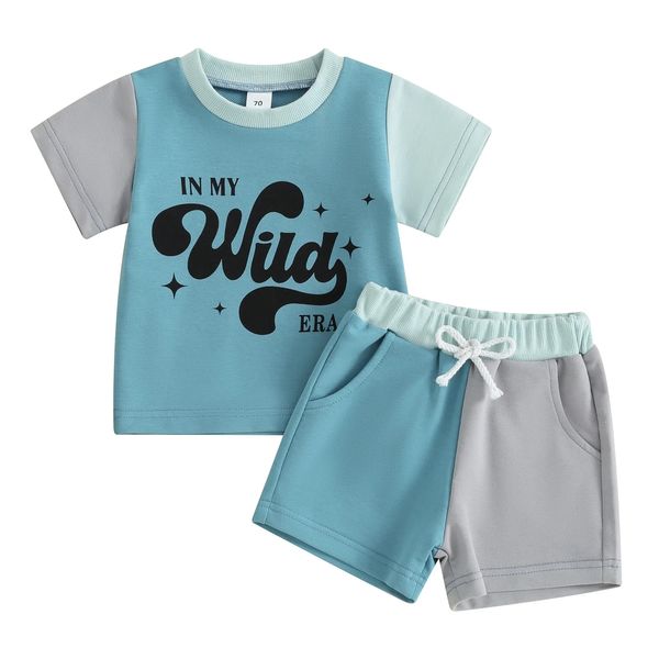 (Custom Design Preorder MOQ 5) Im My Wild ERA Blue Color Shorts Boys Summer Clothes Set