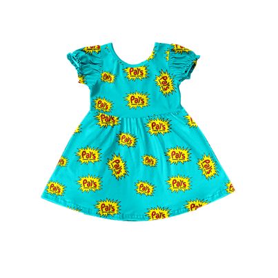 (Custom Design Preorder MOQ 5) Chips Print Girls Knee Length Summer Dress