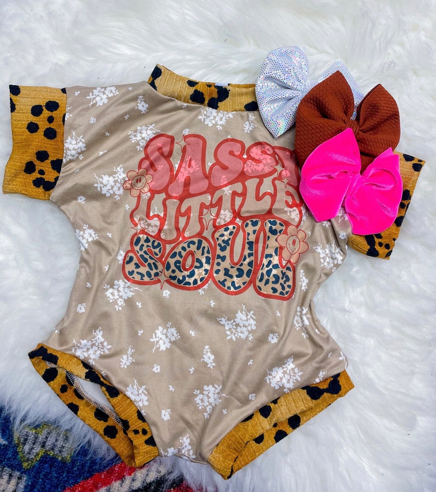 (Custom Design Preorder MOQ 5) Sassy Little Soul Print Baby Girls Romper