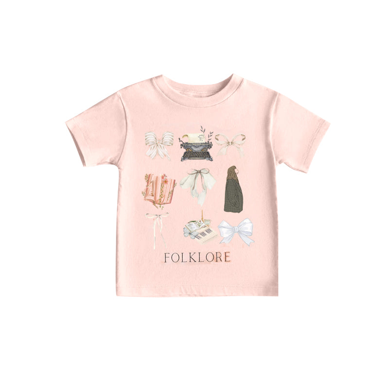 (Custom Design Preorder MOQ 5) Singer Swiftie Folklore Girls Summer Tee Shirts Top