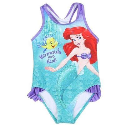 (Custom Design Preorder MOQ 5) Cartoon Mermaid Print Girls 1 Piece Swimsuits