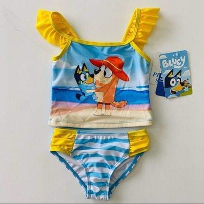 (Custom Design Preorder MOQ 5) Cartoon Dog Print Girls 2 Pieces Swimsuits