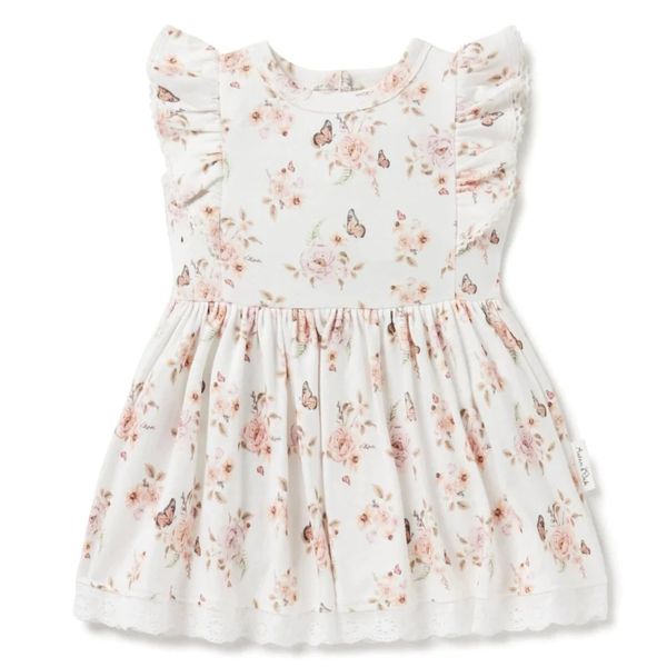 (Custom Design Preorder MOQ 5) Butterfly Flowers Print Girls Knee Length Summer Dress