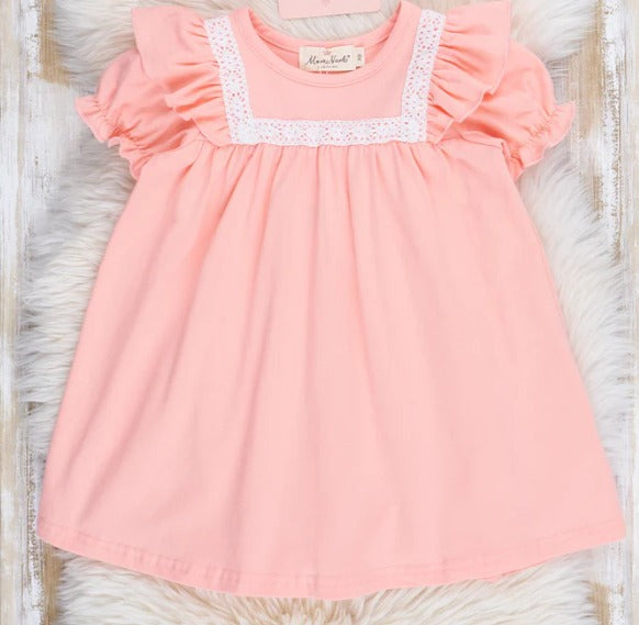 (Custom Design Preorder MOQ 5) Pink Color Girls Knee Length Summer Dress