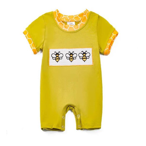 (Custom Design Preorder MOQ 5) Bee Print Baby Boys Summer Romper
