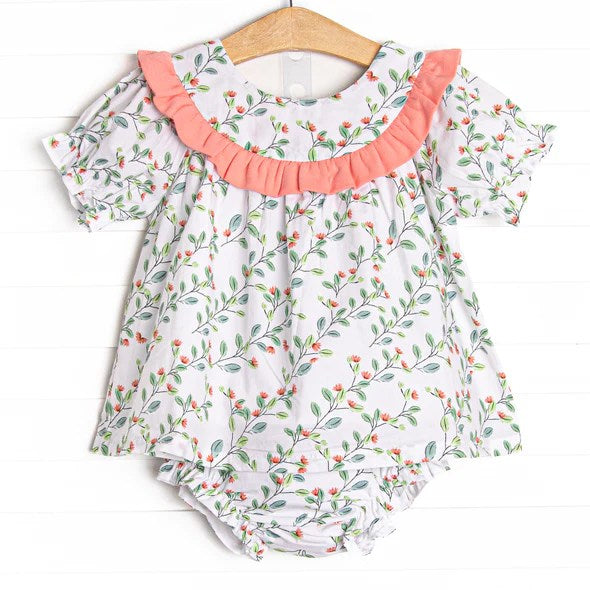(Custom Design Preorder MOQ 5) Flowers Print Baby Girls Summer Bummie Sets
