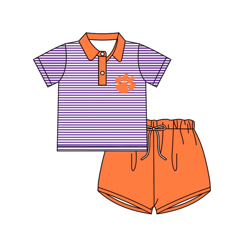(Custom Design Preorder MOQ 5) Team's Paw Print Boys Summer Clothes Set