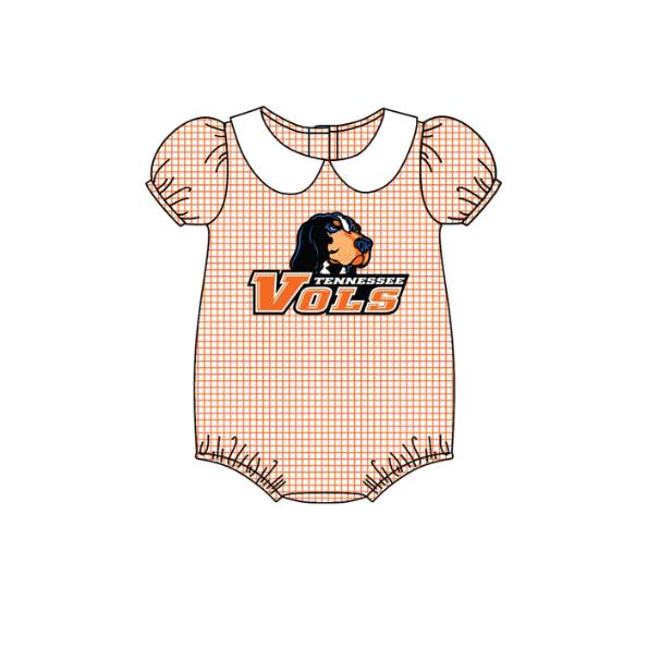 (Custom Design Preorder MOQ 5) Team's Tennessee Print Baby Girls Summer Romper