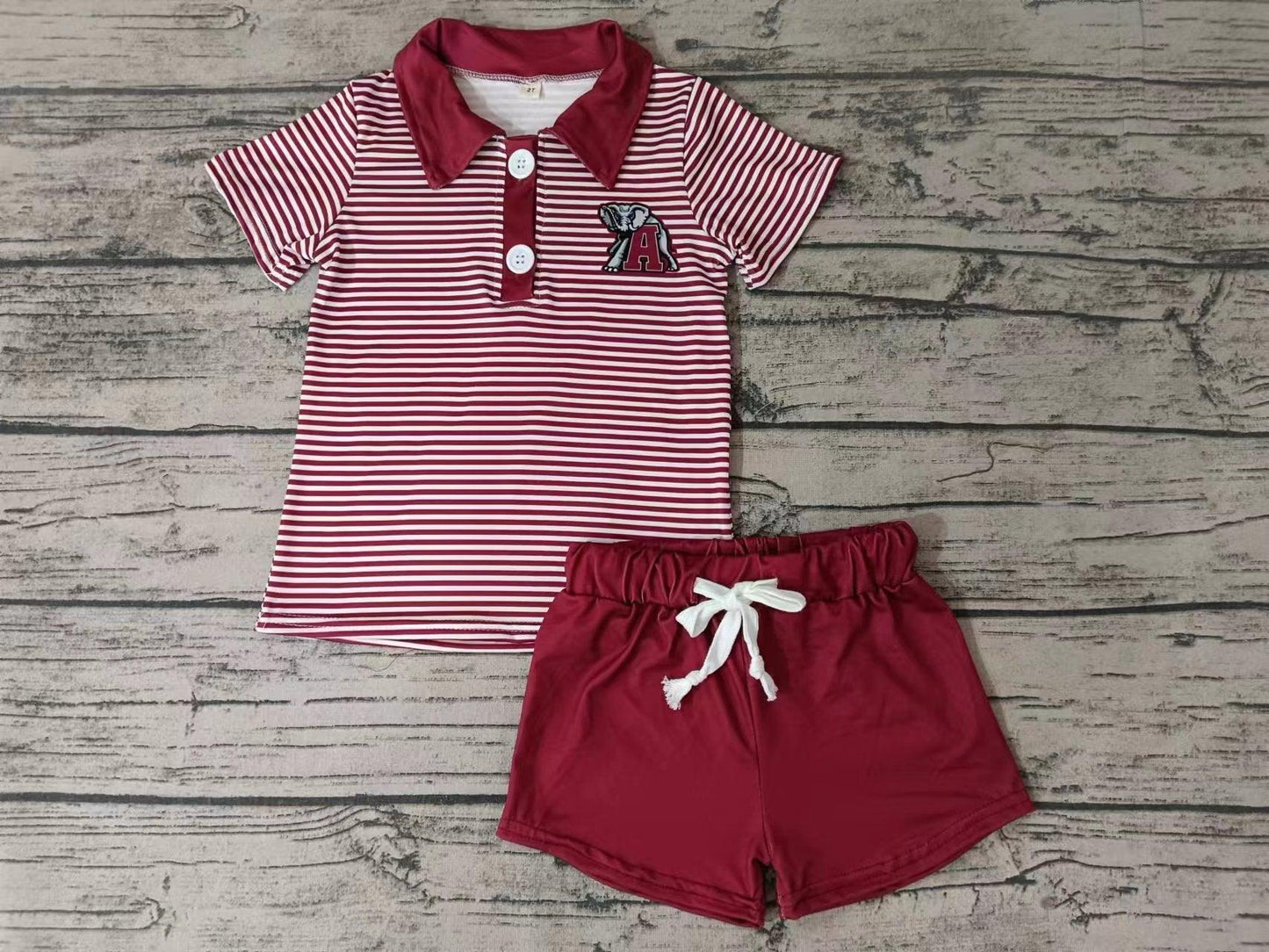 (Custom Design Preorder MOQ 5) Team's ALABAMA Print Boys Summer Clothes Set