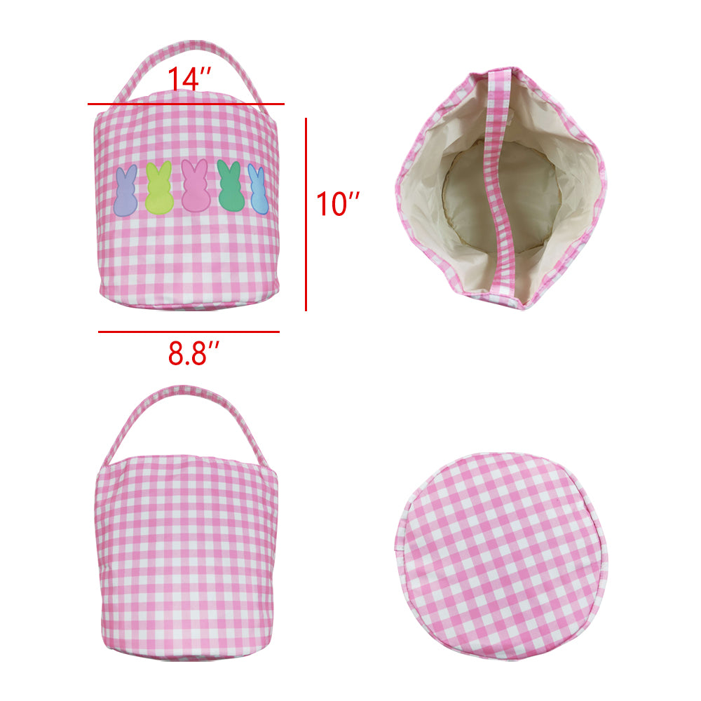 BA0160 Pink Plaid Colorful Bunny Easter Bag