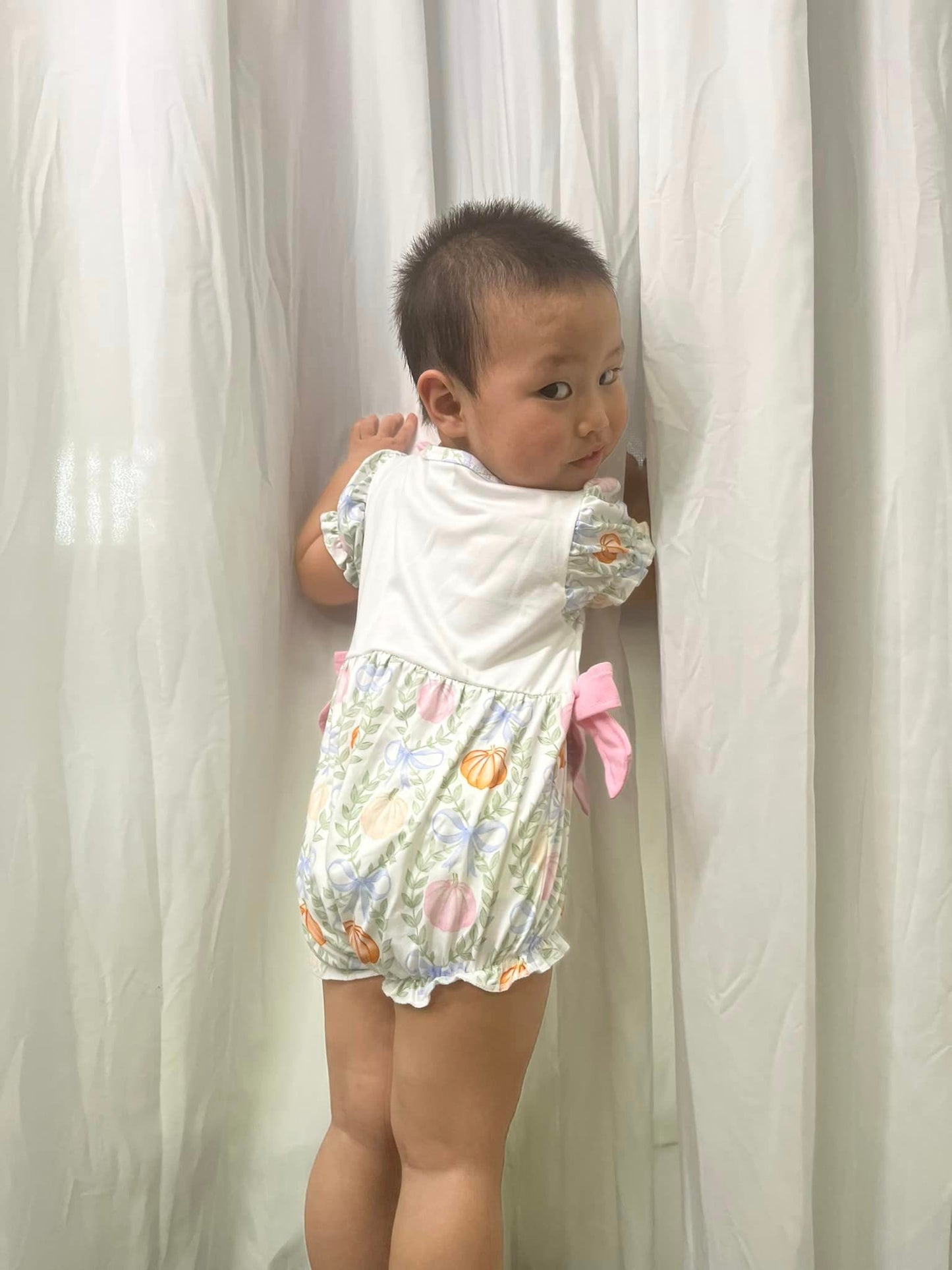 USA-Shop SR1865 Pumpkin Print Baby Girls Fall Romper