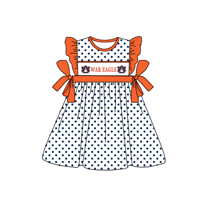 (Custom Design Preorder MOQ 5) Team's WAR EAGLE Print Girls Knee Length Dress