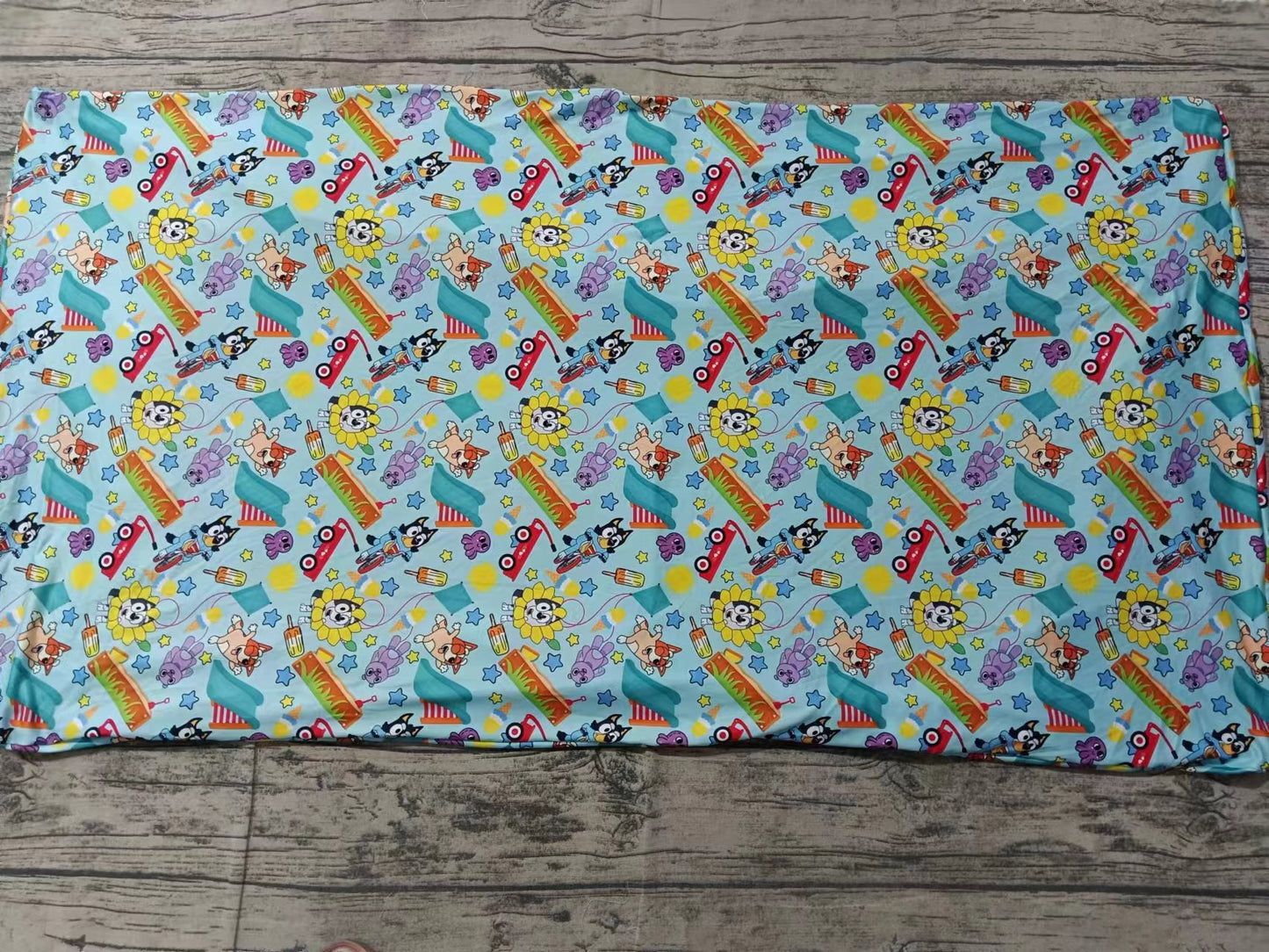 (Custom Design Preorder MOQ 3) Cartoon Dogs Toys Print Baby Kids Bed Sheets