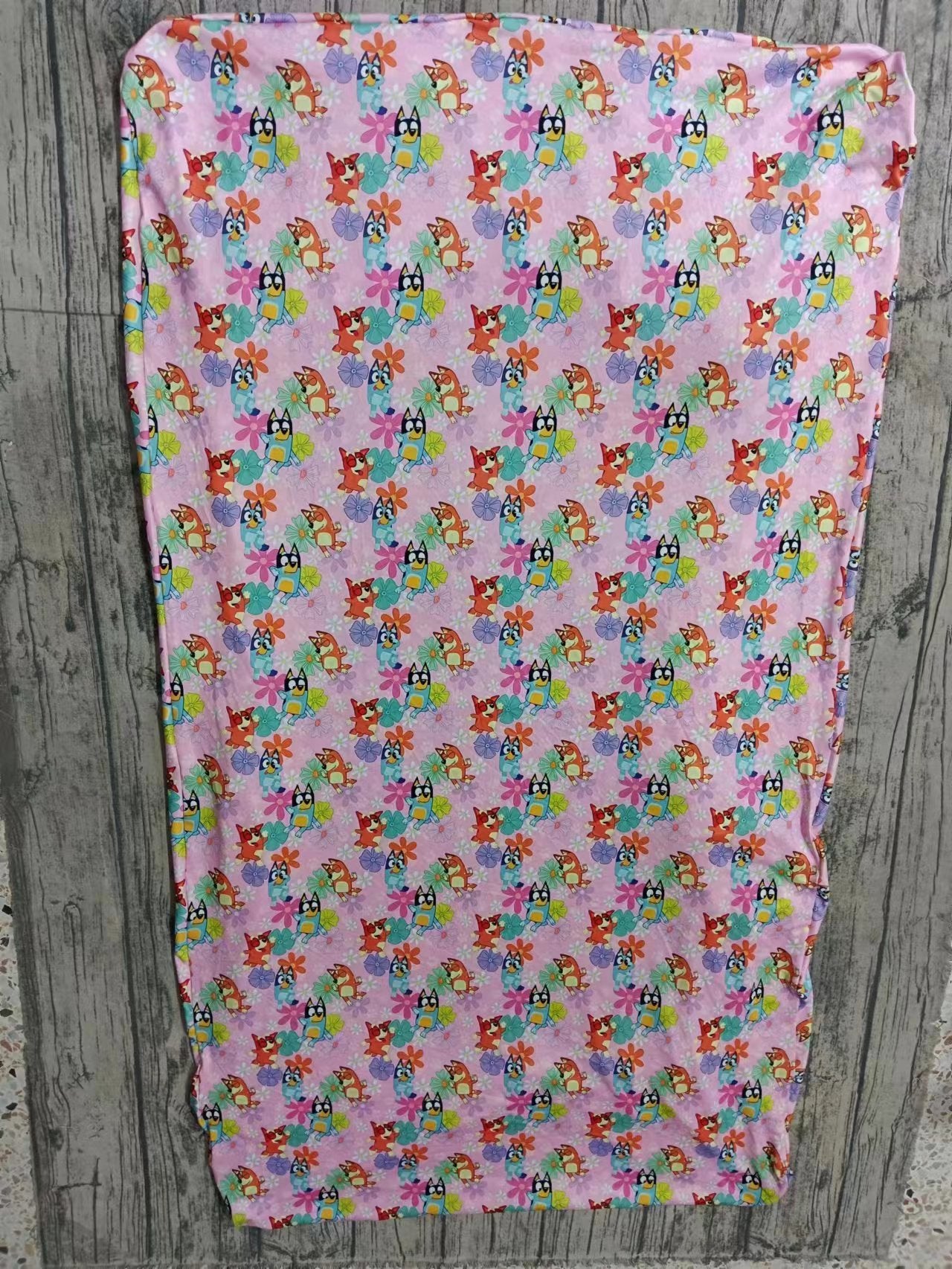 (Custom Design Preorder MOQ 3) Cartoon Dogs Flowers Print Baby Kids Bed Sheets