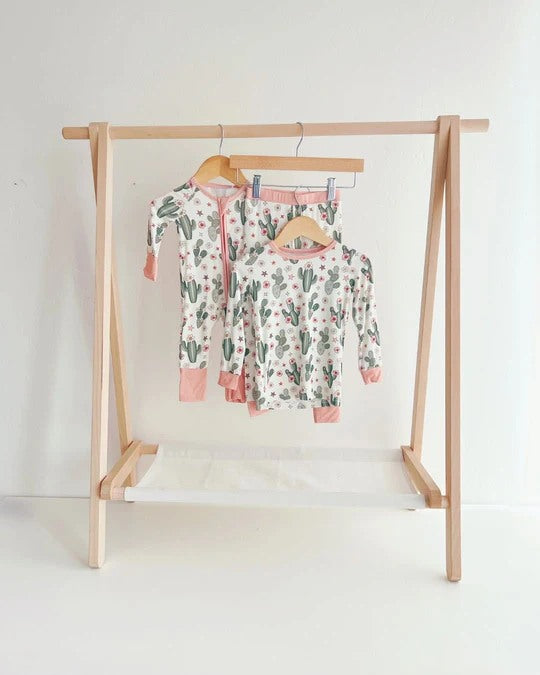 (Custom Design Preorder MOQ 5) Cactus Flowers Print Baby Girls Fall Sleeper Zipper Romper