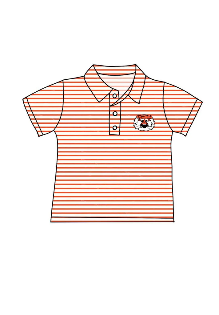 (Custom Design Preorder MOQ 5) Team's Tiger Print Boys Summer Polo Tee Shirts Top